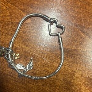 Silver Pandora Heart Charm Bracelet